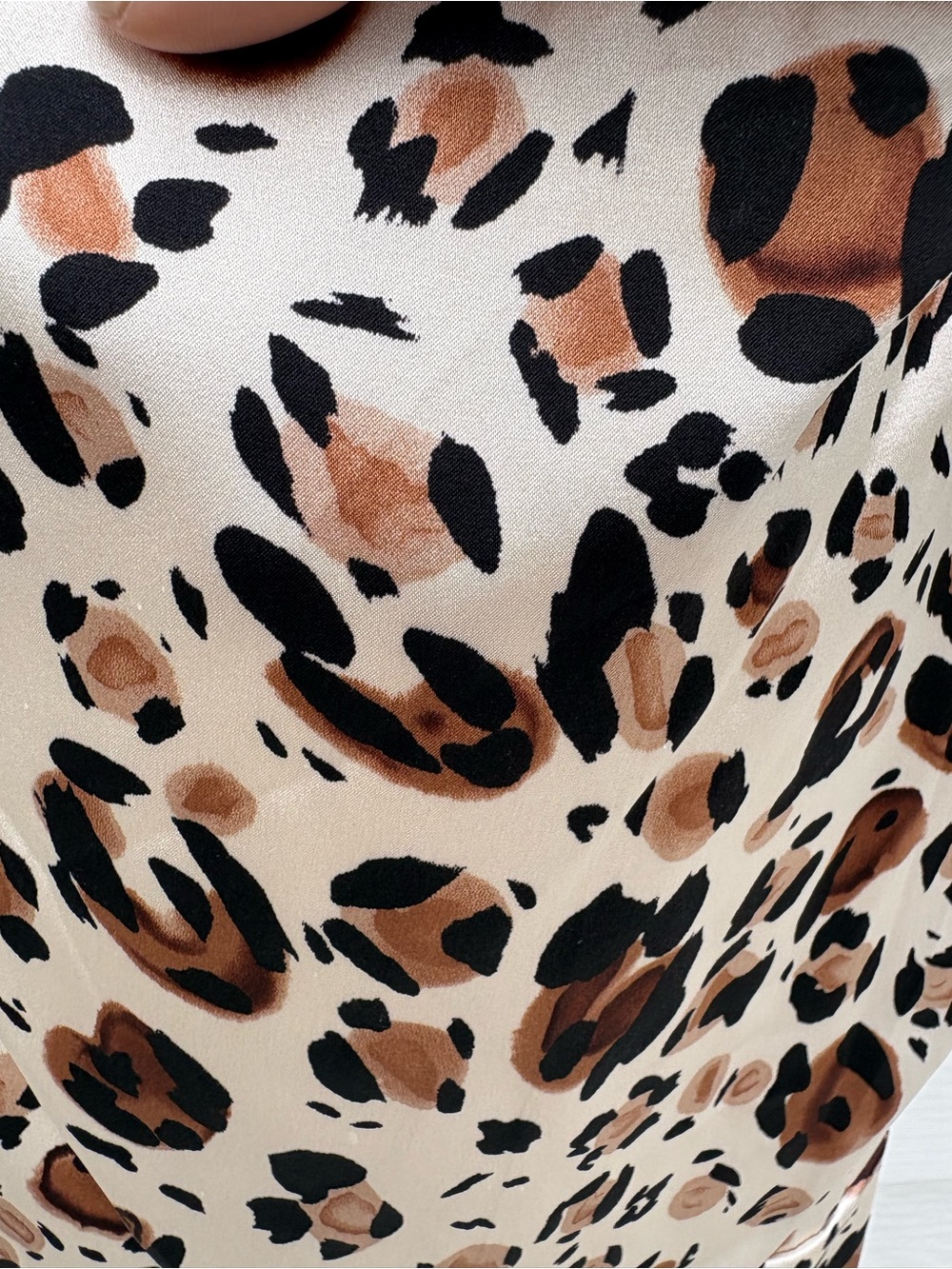 Nicole Miller Silk/Spandex Cream Leopard-Print Midi Dress Size 10 - Picture 4 of 6